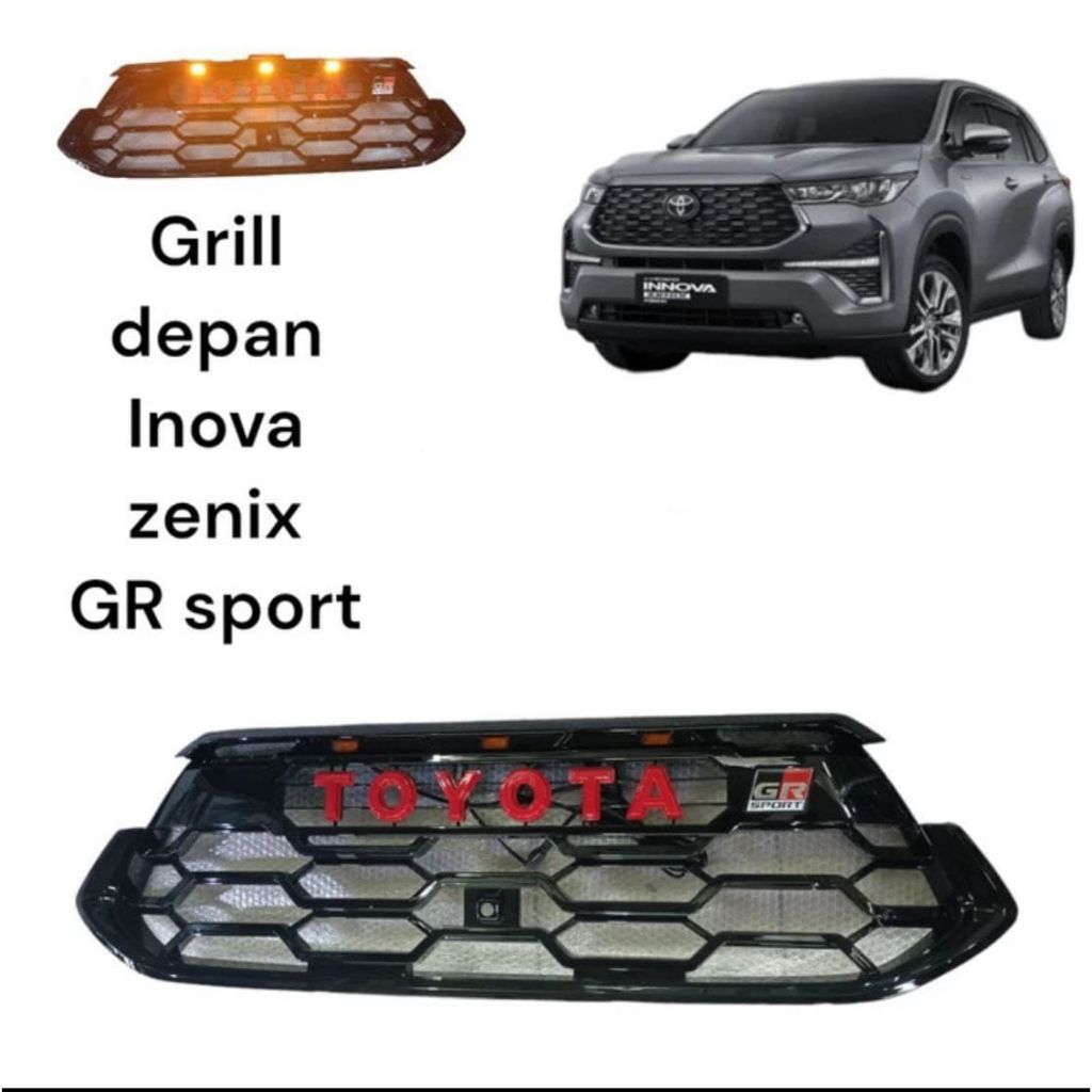 Jual grill depan mobil inova zenix model GR SPORT hitam | Shopee Indonesia