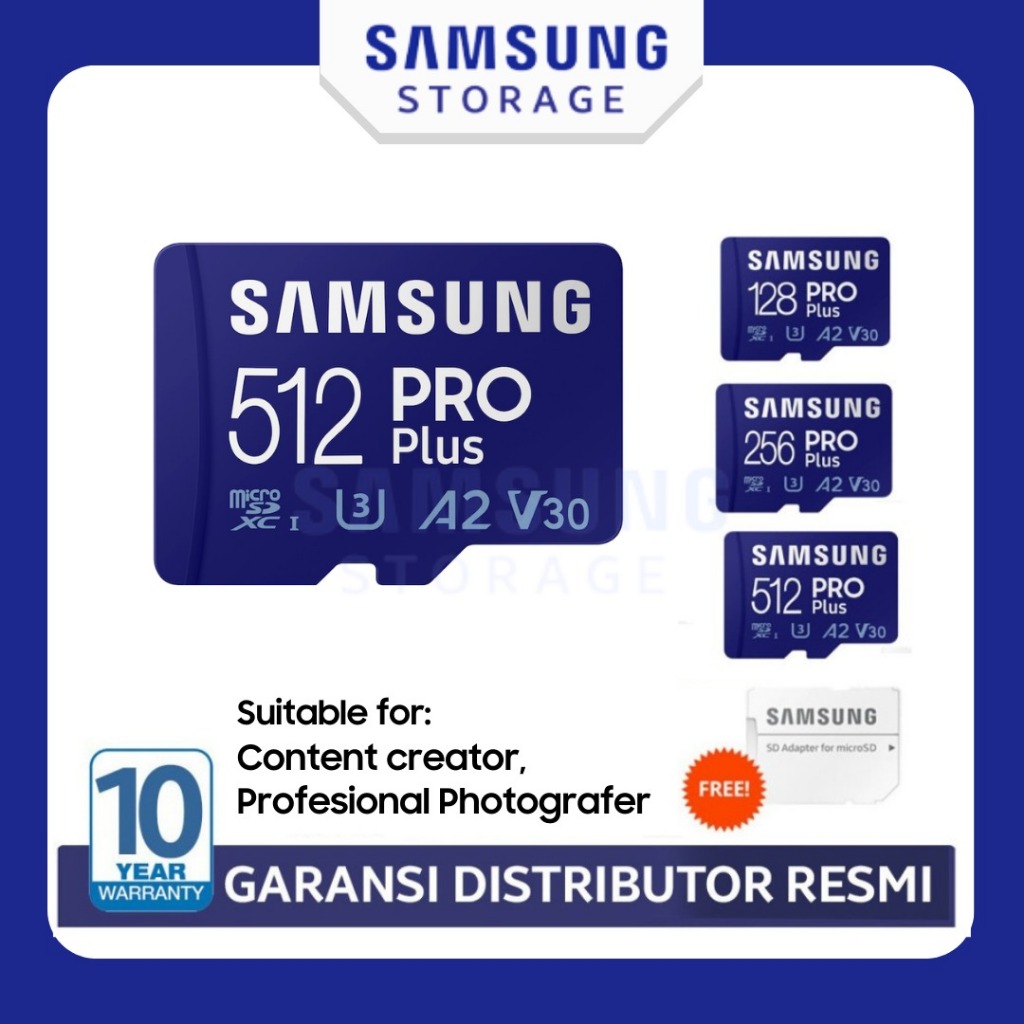 Jual SAMSUNG Memory Card HP PRO PLUS 128GB / 256GB / 512GB Micro SD Memori card Kartu SD card U3