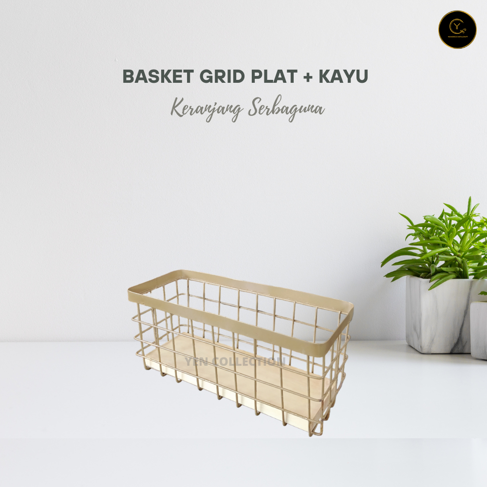 Jual Yen Keranjang Besi Basket Grid Plat + Kayu Keranjang Serbaguna ...