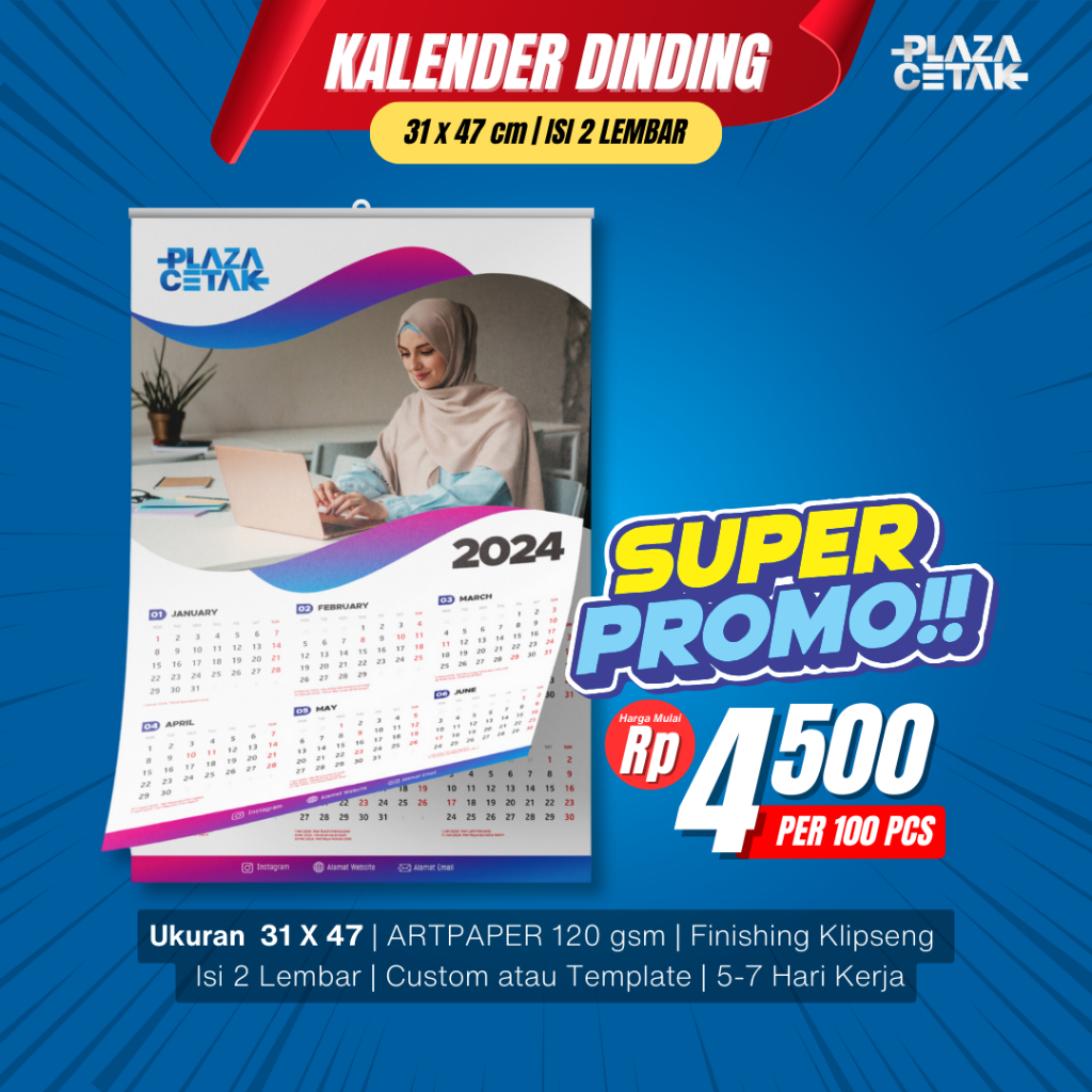 Jual Kalender Dinding Digital 31x47 cm Digital (isi 2 halaman) | Shopee