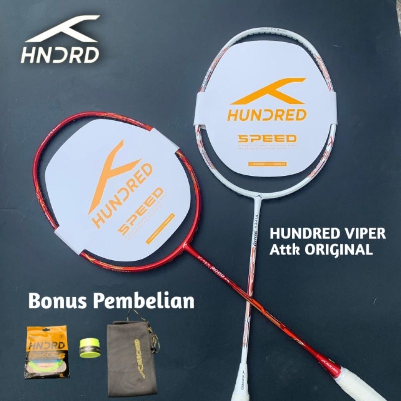 Jual Raket Badminton Hundred Viper 9000 Attk Original (Bonus Tas& Grip ...