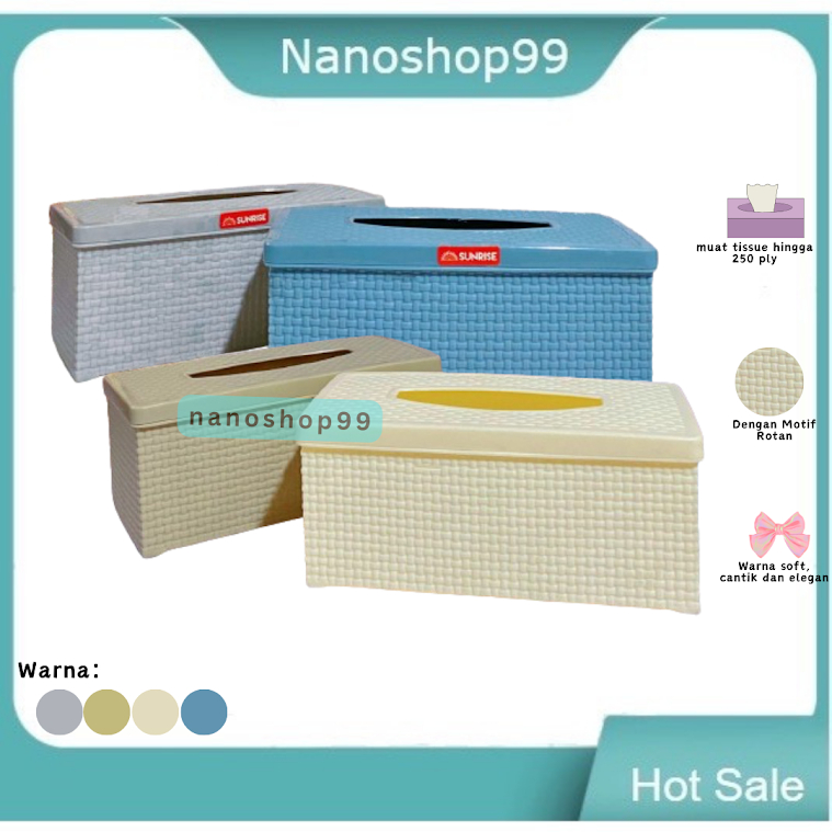 Jual Kotak Tempat Tisu Plastik motif Rotan Modern / Kotak Tisu Apollo ...