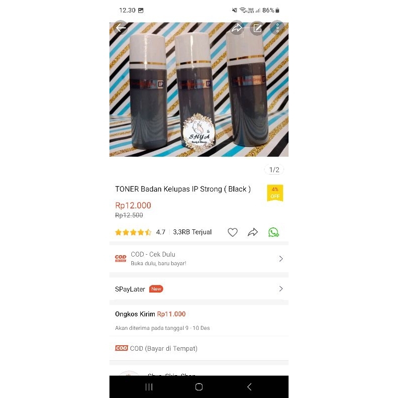 Jual TONER BADAN STRONG KELUPAS IP ( BLACK ) | Shopee Indonesia