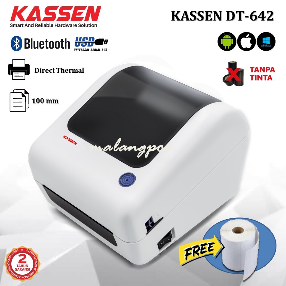 Jual Printer Barcode Thermal Kassen Dt 642 Dt642 Usb Bluetooth 110mm