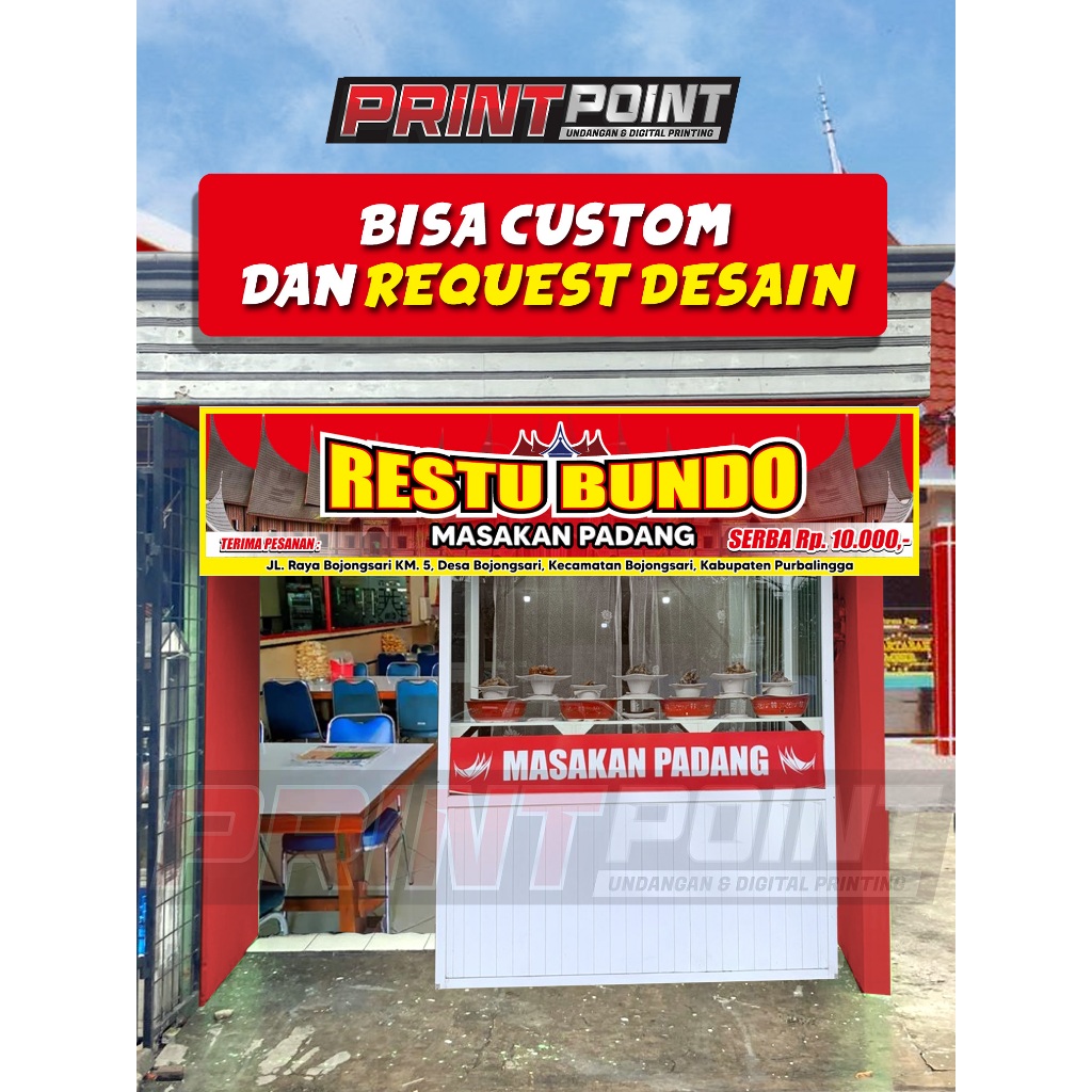 Jual BANNER SPANDUK RUMAH MAKAN PADANG RM PADANG SERBA 10000 MURAH