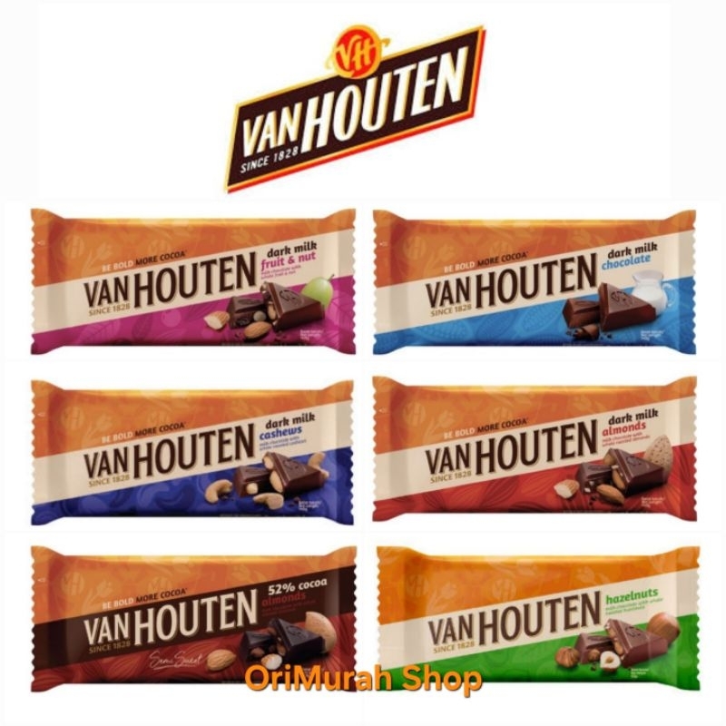 Jual Coklat Van Houten 140 Gram Dark Chocolate Fruit And Nut Milk