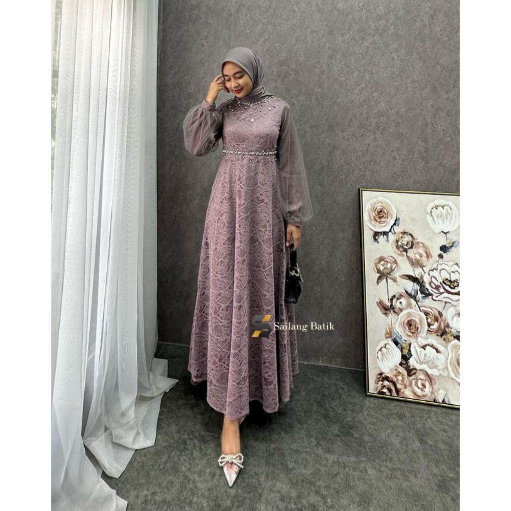 Jual Dress Nadine | Dress Lamaran Tunangan Kondangan Chantili Premium ...