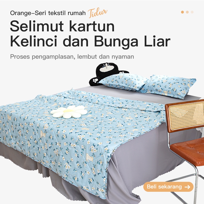 Jual Selimut bedcover（bedcover only tipis Estetika Grid Korea 120x200 160X200 180X200 Lembut dan
