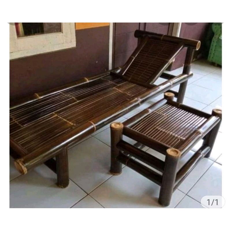 Jual Kursi Bambu Hitam Bale Bambu Plus Meja X Shopee Indonesia