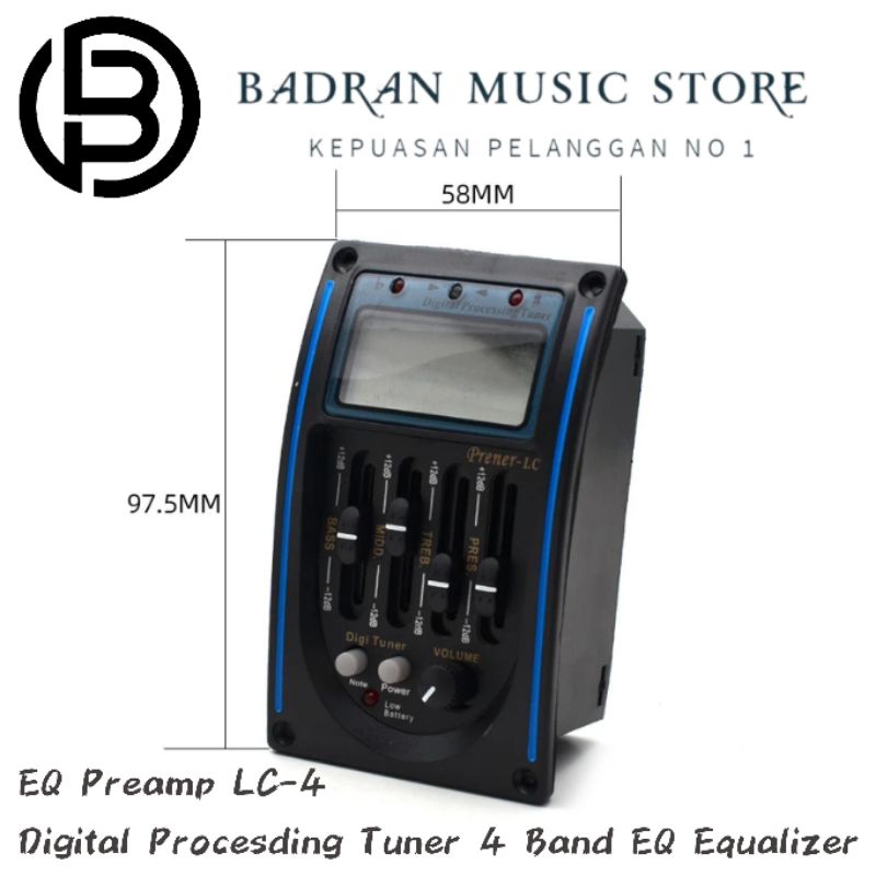 Jual BMS Gitar Akustik EQ Preamp LC4 dengan Digital Procesding Tuner