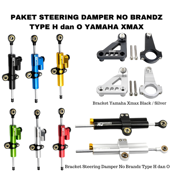 Jual Paket Steering Damper NoBrandz+ WR3 Bracket Steering Damper XMAX