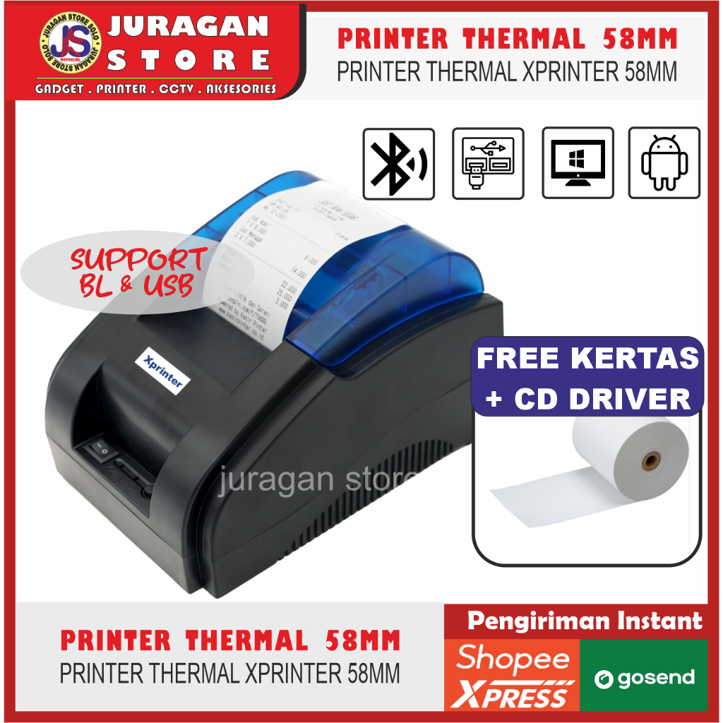 Jual Printer Thermal Adaptor Xprinter Xp 59iiz 58mm Bluetooth Cetak Struk Nota Dan Struk Esc Pos 8581