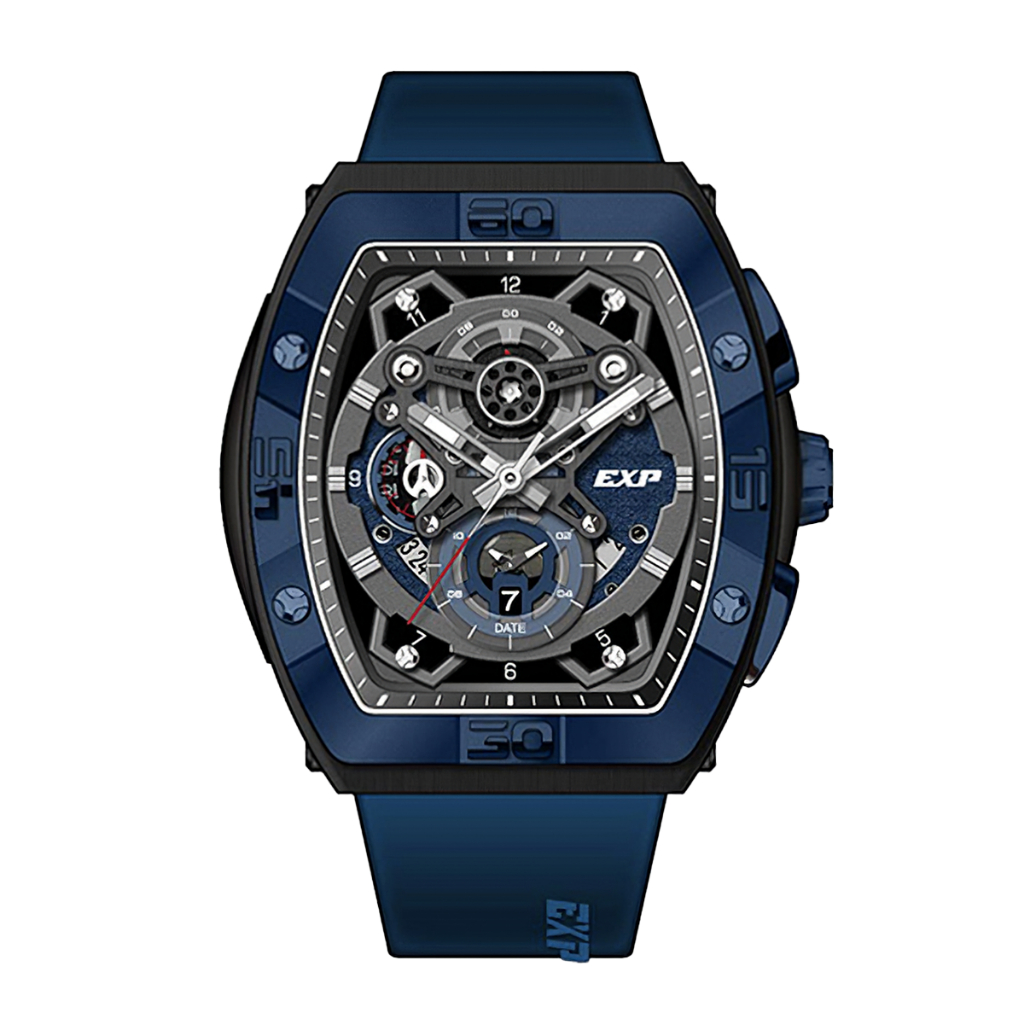 Jual Jam Tangan Pria Exp Chronograph EX 6800 MCRUBBABU Black Dial Blue ...