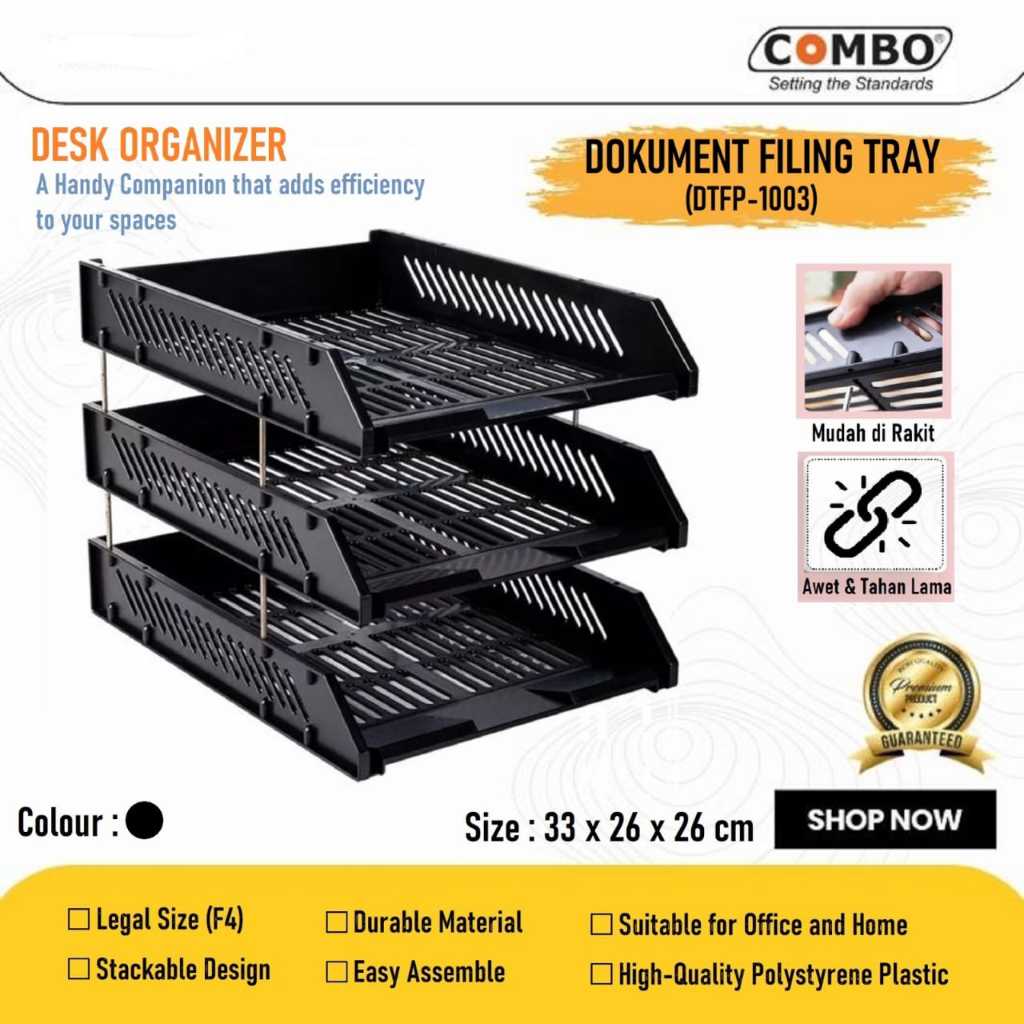 Jual Document Tray Plastik / Rak Dokumen Plastik / Paper Tray 3 Susun