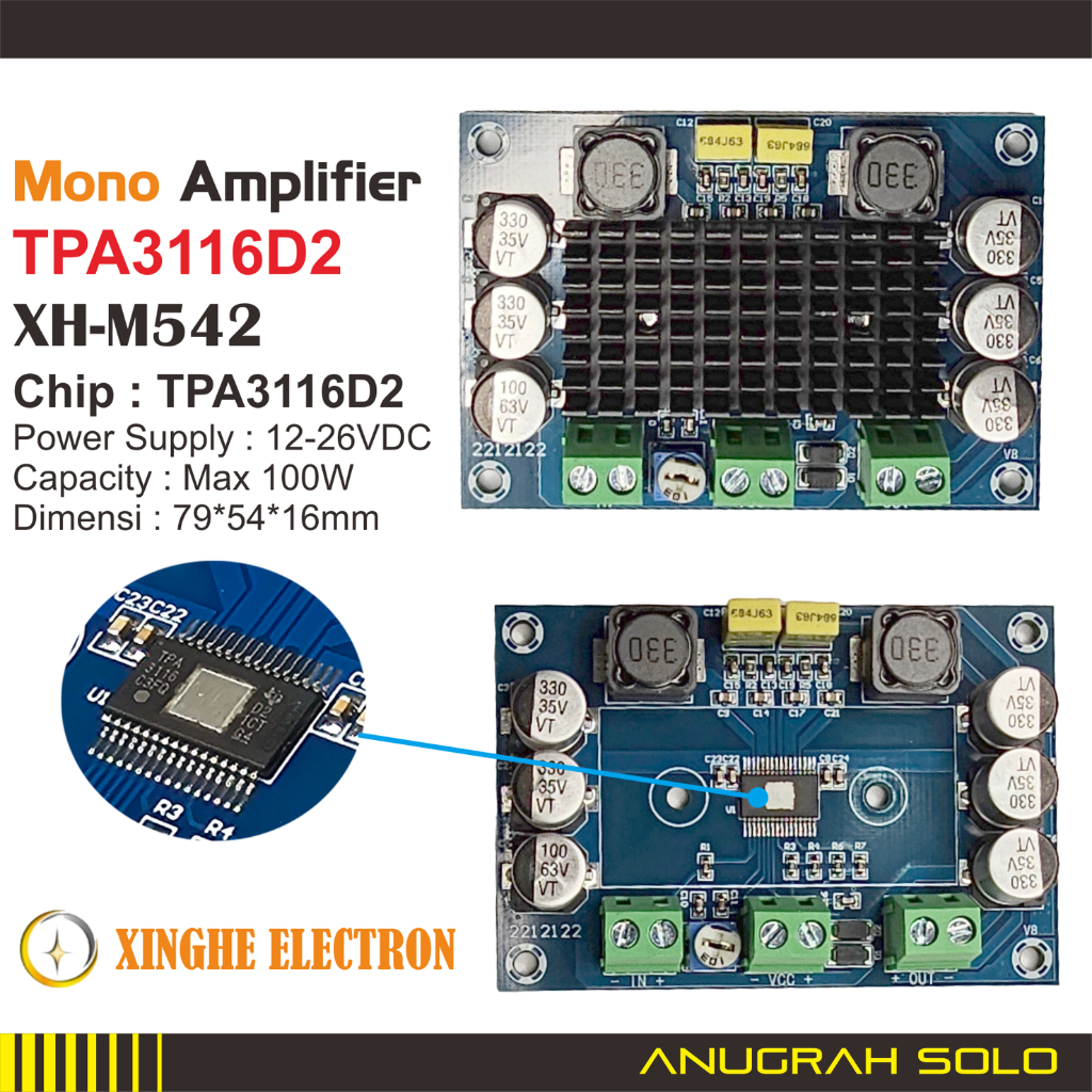 Jual Mono Amplifier 100W TPA3116D2 Class D Digital Mono Amplifier 100W