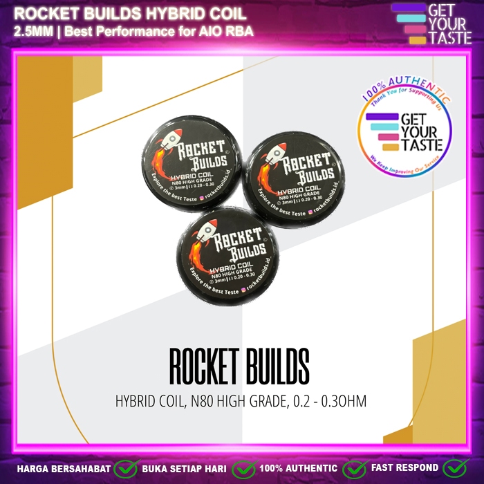 Jual ROCKET Builds Hybrid AIO Coil 2.5MM Dual Prebuild Coils Authentic ...