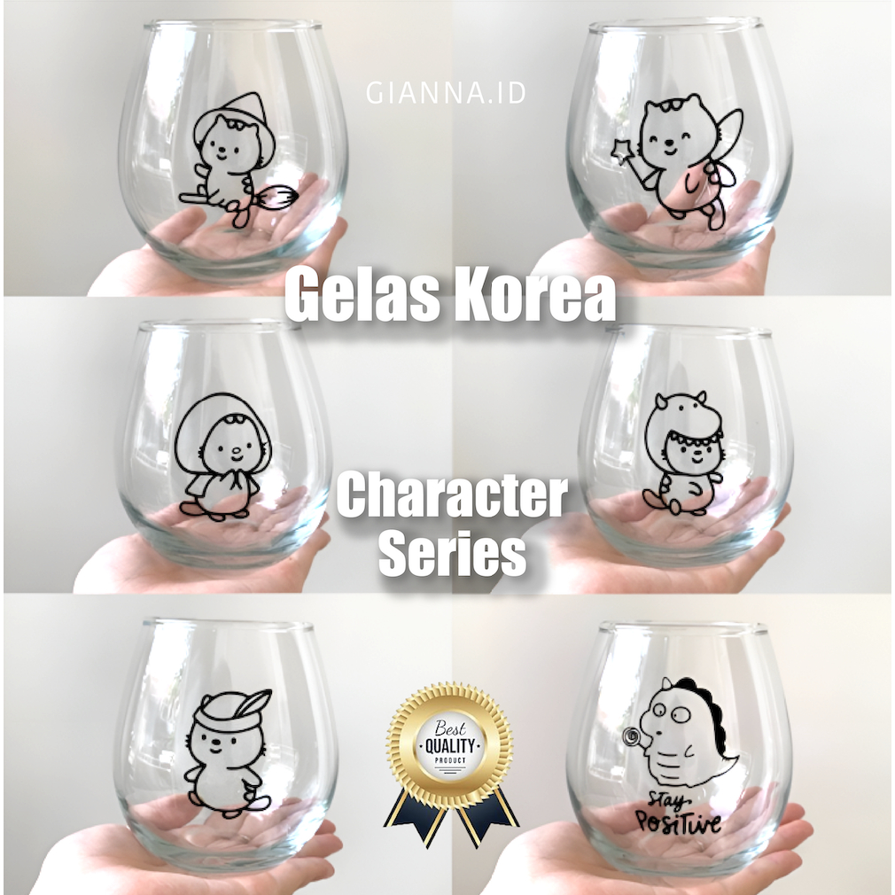 Jual New Arrival Character Series Gelas Korea Aesthetic Gelas Kaca Gelas Motif 3280