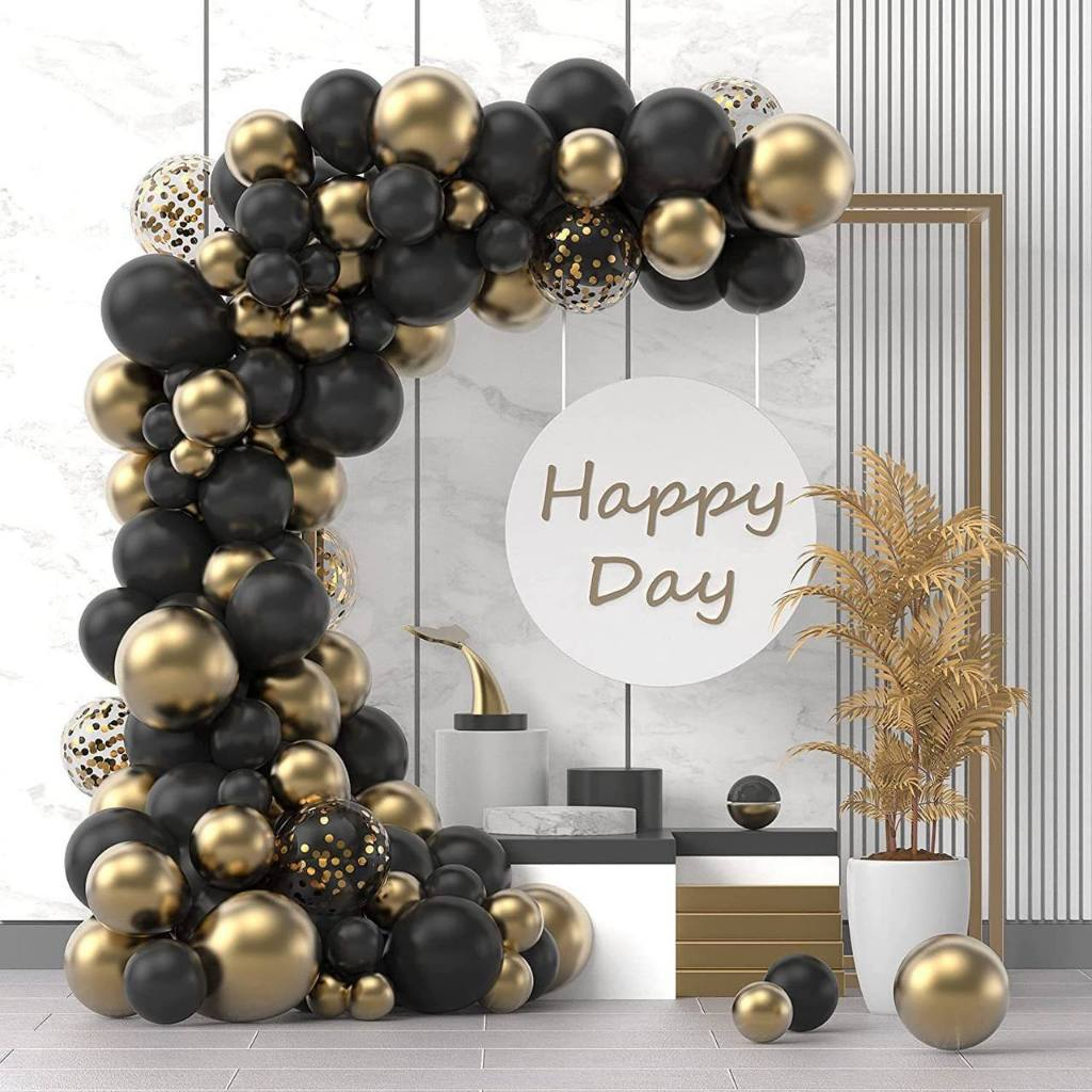 Jual PAKET DEKORASI BALON ULANG TAHUN TEMA HITAM GOLD/BALON SET TEMA