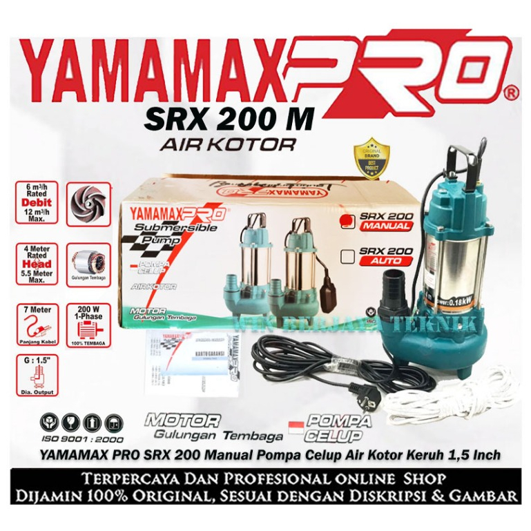 Jual YAMAMAX PRO SRX 200 Pompa Celup Air Kotor Bersih Keruh Sungai 1.5 ...