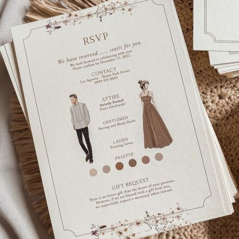 kartu bridesmaid kartu ucapan baju attire guide custom model bisa pakai  foto bridesmaid card groomsmen card