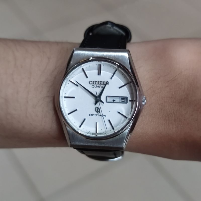 Jual Citizen Crystron White Dial Jam Tangan Pria Jam Tangan Analog Biru ...