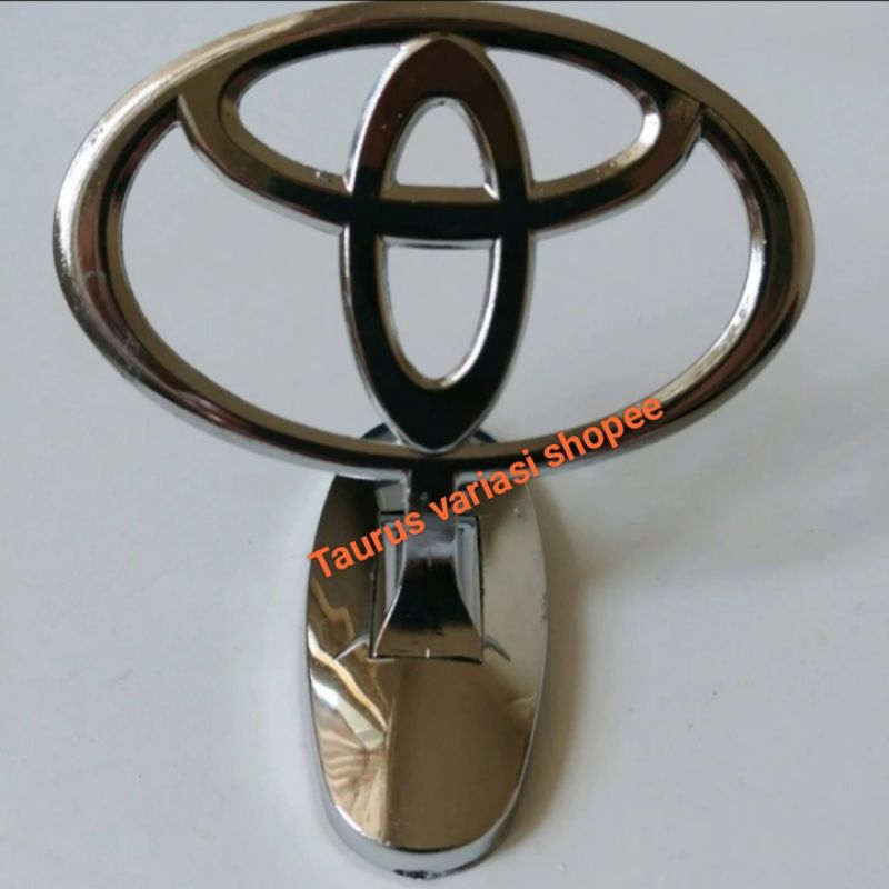 Jual Logo Emblem Lambang Kap Mesin Mobil Toyota Chrome Besi Berdiri