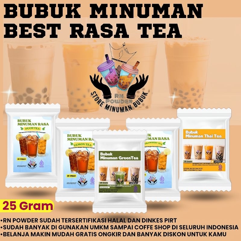 Jual Bubuk Minuman Rasa Tea Kemasan 25gr Serbuk Minuman Kekinian ...