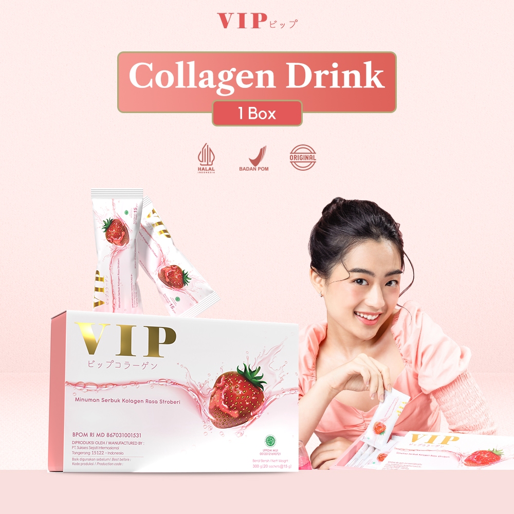 Jual VIP Collagen Whitening 1 BOX 20 Sachet | L-Glutathione & Collagen ...