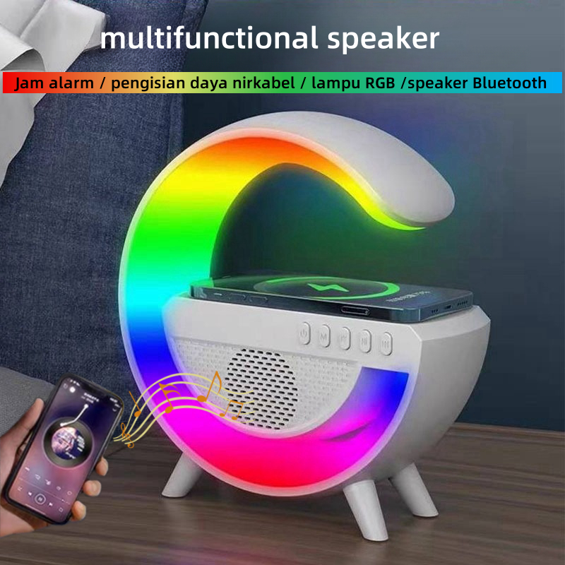 Jual 【New】Speaker Bluetooth LED Ambient Light Wireless Charger Lampu