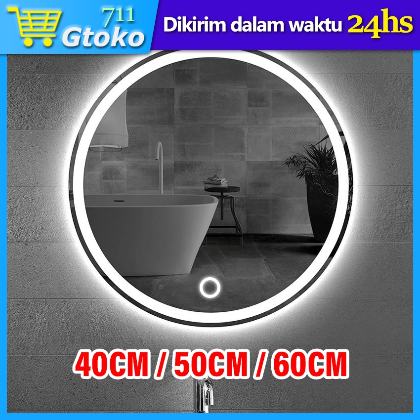 Jual Cermin Rias Dinding Bulat Lampu LED Putih Kuning Sensor Touch ...