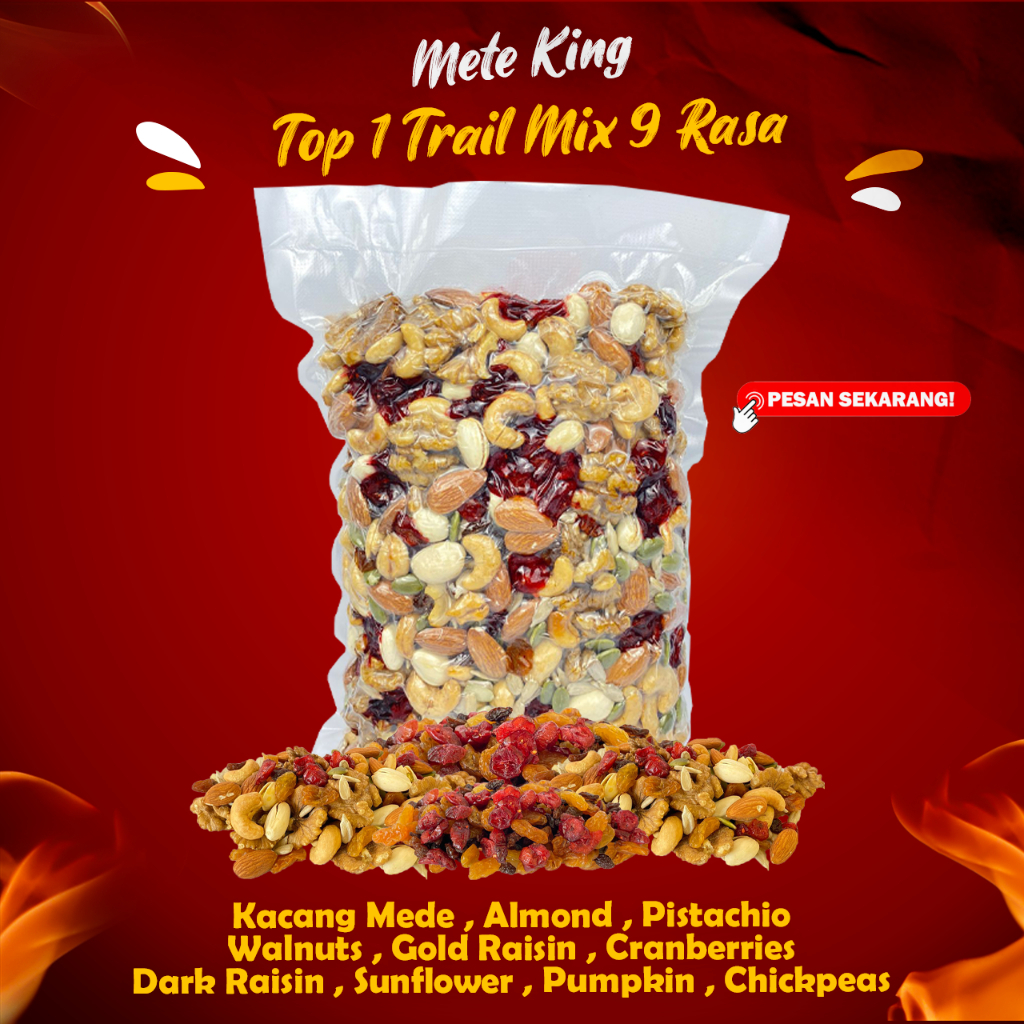 Jual 1kg super trail 9 mix almond mete cranberry walnut pistachio ...