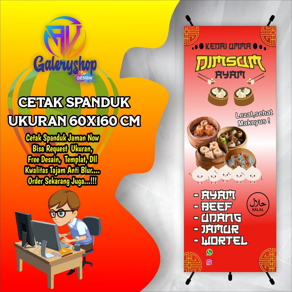 Jual Mmt Spanduk Banner Jualan Aneka Dimsum Dll Ukuran 60x160 Cm