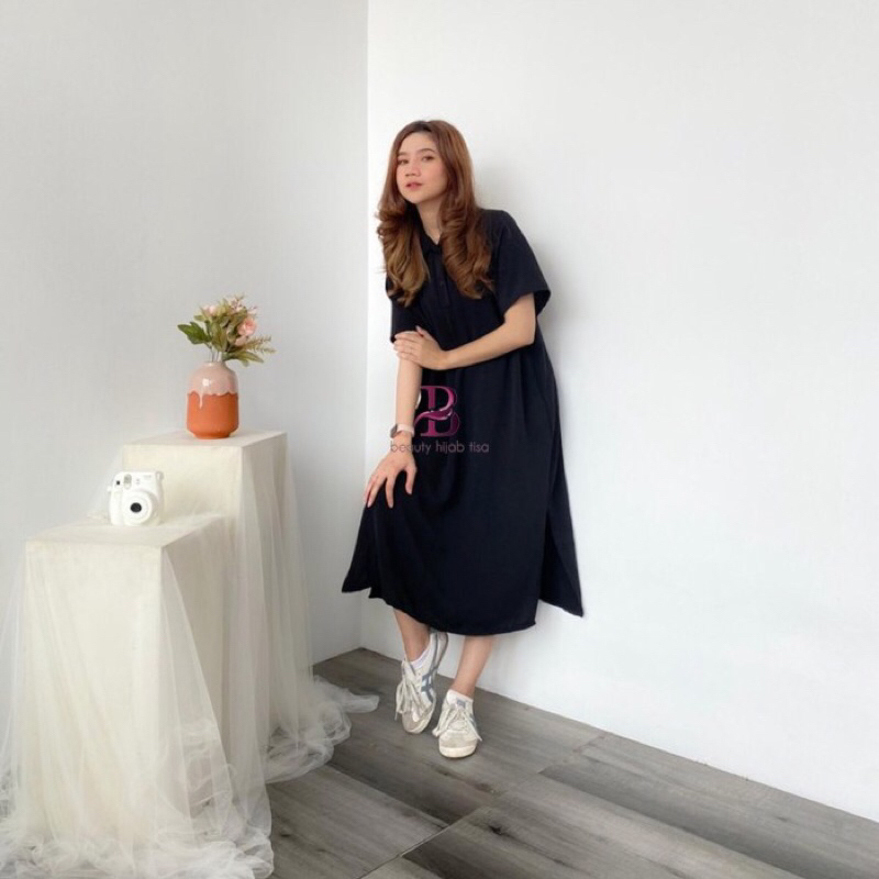 Jual Dress Daster Kerah Kemeja Korean Style Home Dress Crinkle / Daster