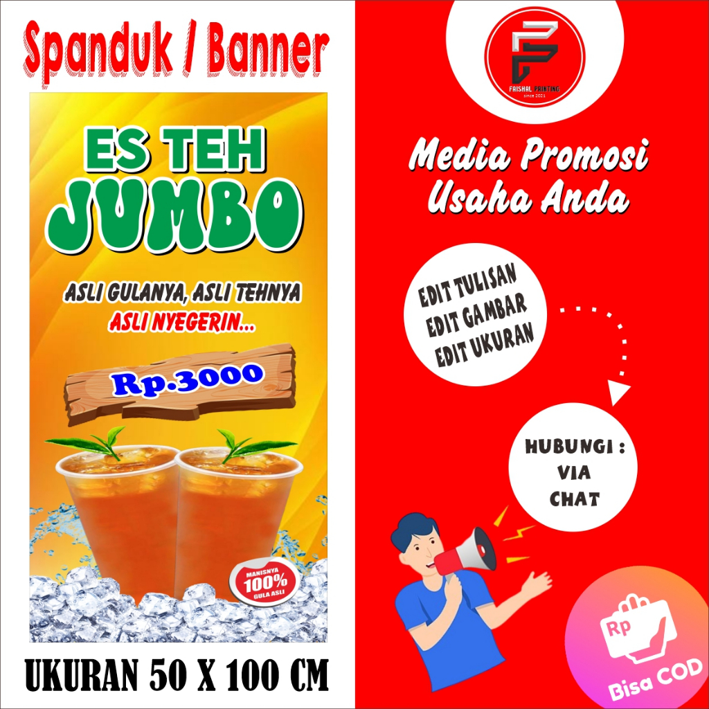 Jual Spanduk Es teh Manis Jumbo / Banner Es Teh Manis / Spanduk Es Teh ...