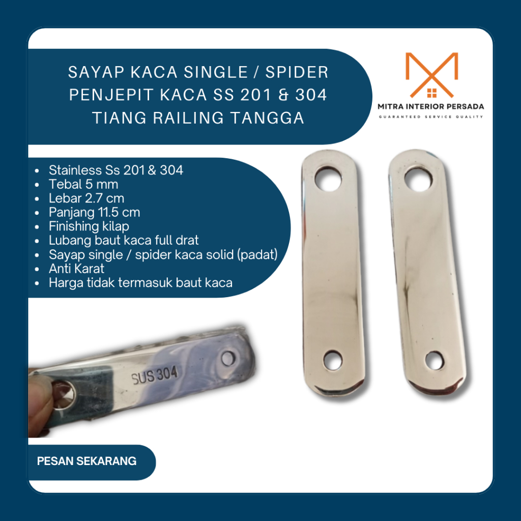 Jual Sayap kaca single spider penjepit kaca Ss 304 201 tiang railing ...