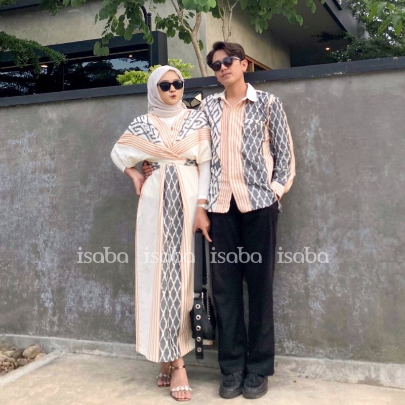Jual ISABA - Baju Tenun Couple - Raisa Couple Tenun White Mamba - Baju ...
