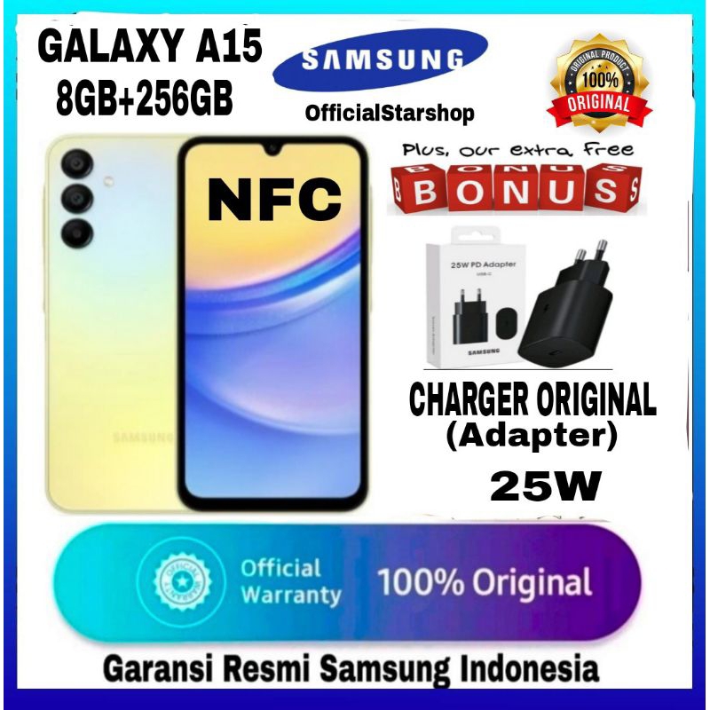 Jual SAMSUNG GALAXY A15 NFC [8GB+128GB] [8GB+256GB] GARANSI RESMI