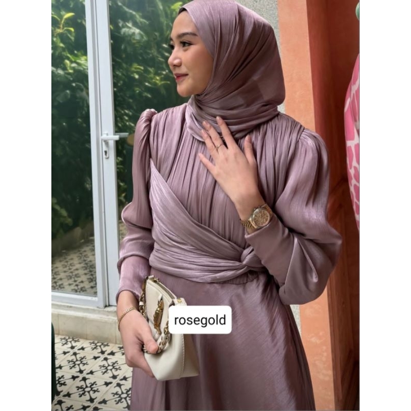 Jual Lenita Shimmer Dress set Pashmina Shopee Indonesia