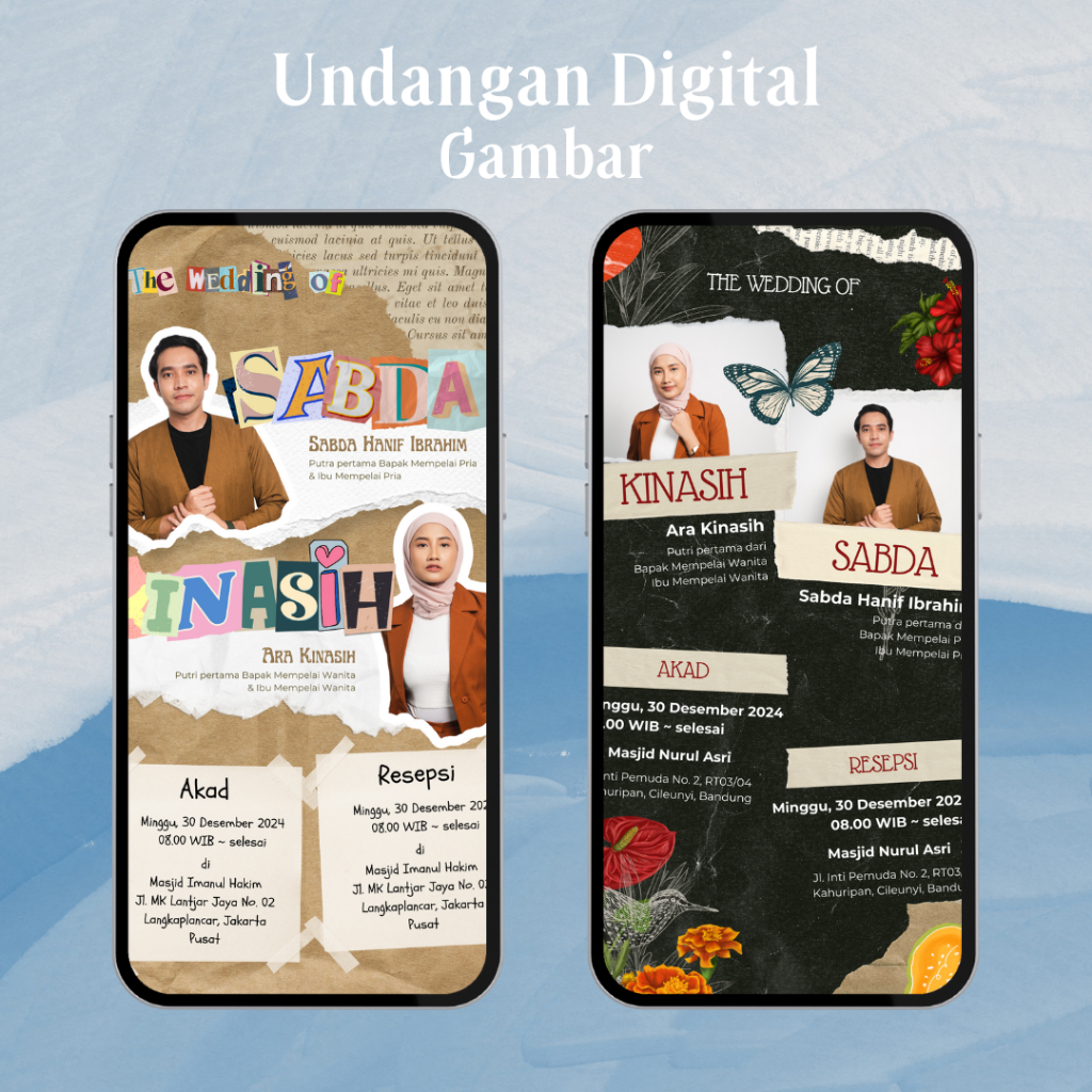Jual Undangan Digital Desain Vintage Aesthetic dengan Ilustrasi atau