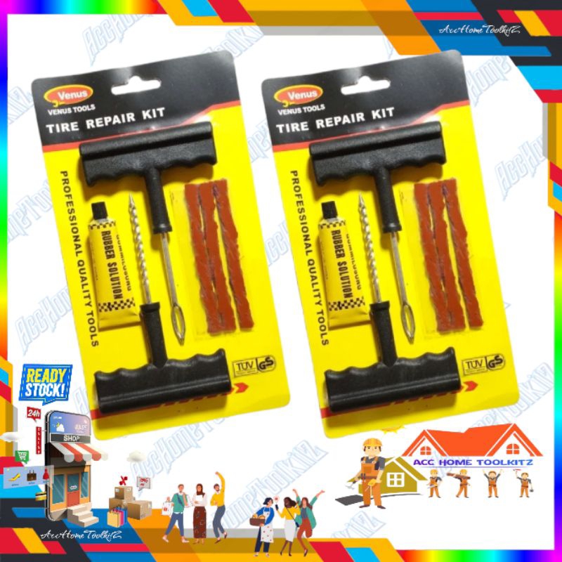 Jual ALAT TAMBAL BAN TUBLES BAN MOBIL MOTOR DARURAT SET KOMPLIT TAMBAL