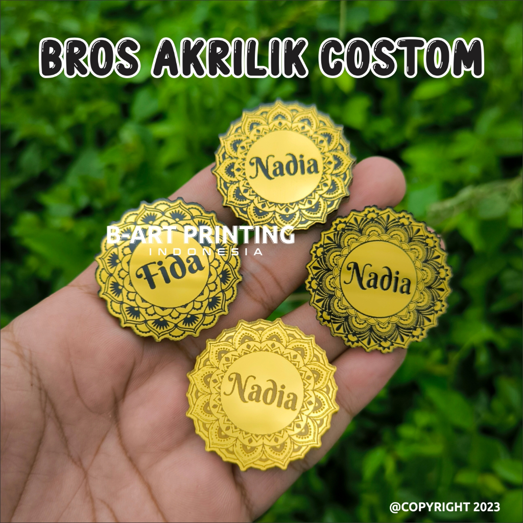 Jual (M) PIN BROS COSTOM NAMA BROS JILBAB CUSTOM NAMA Akrilik Mirror ...