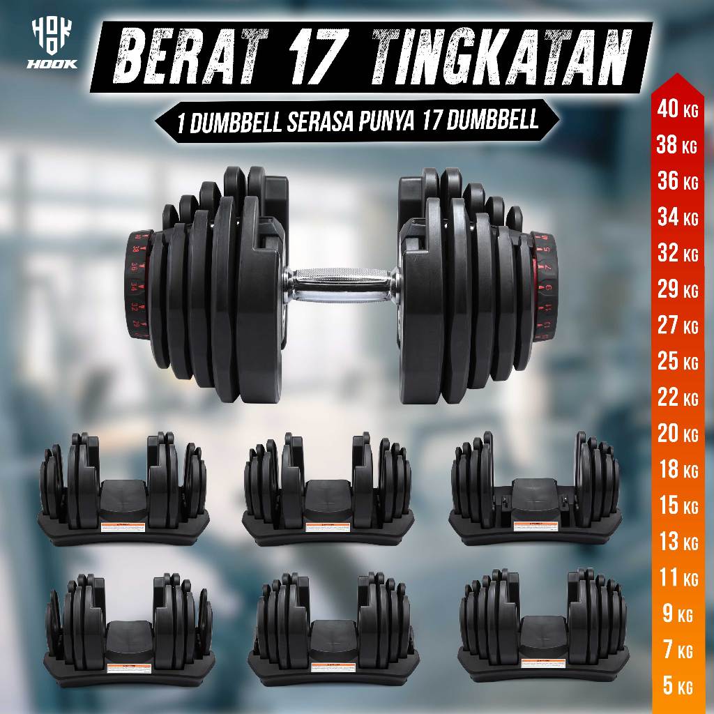 Jual Dumbbell Barble Angkat Beban Burbel Hook Adjustable Dumbell Set ...