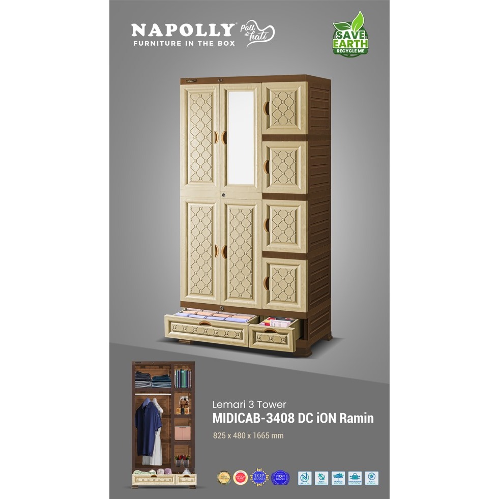 Jual Lemari Pakaian Plastik Napolly Pintu Super Jumbo Besar Gantung