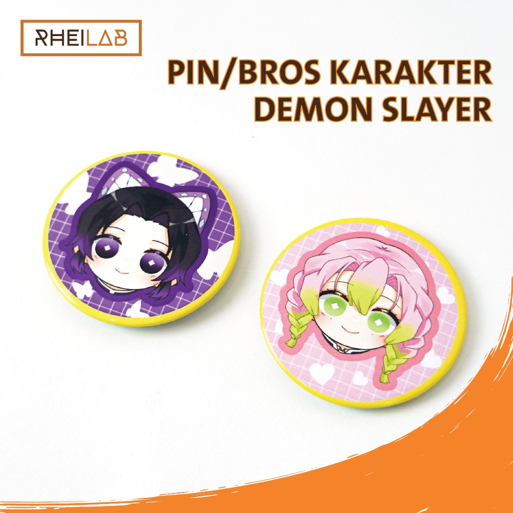 Jual Pin/bros custom karakter anime lucu seri DEMON SLAYER, diameter ...