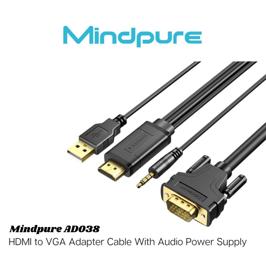 Jual Konverter HDMI to VGA with AUDIO POWER SUPPLY MINDPURE AD038 ...