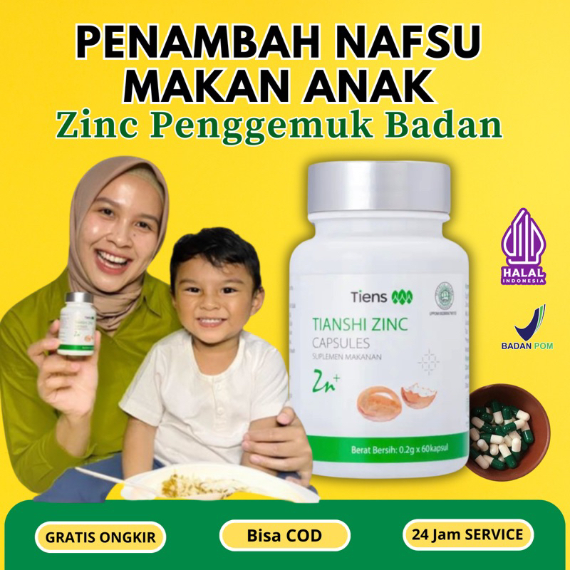 Jual Zinc Penggemuk Badan Anak Tiens Capsul Penambah Nafsu Makan Anak ...