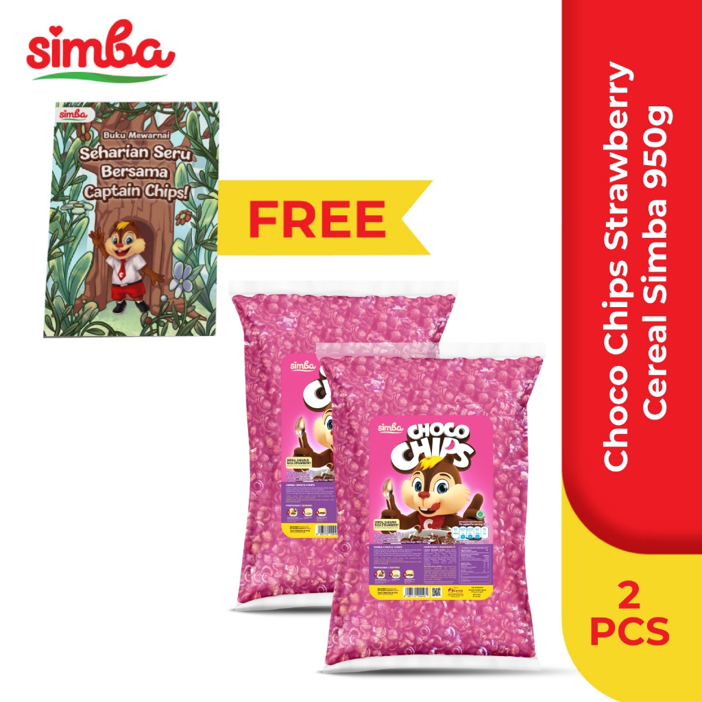 Jual SIMBA Sereal - 2 Choco Chips Strawberi Bag 950 gr Free Coloring ...