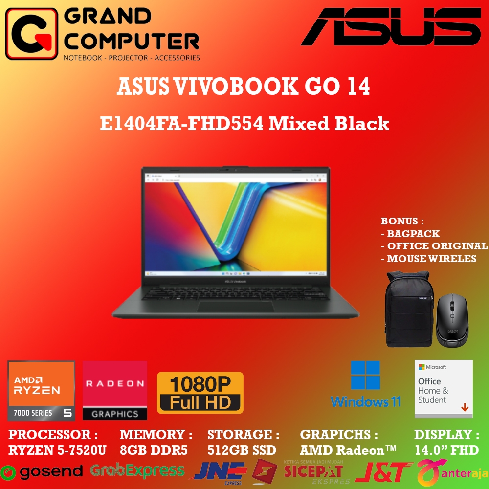 Jual Asus Vivobook Go 14 E1404fa Fhd554fhd556 Ryzen 5 7520u 8gb 512gb 14″ Windows 11 Ohs 4967