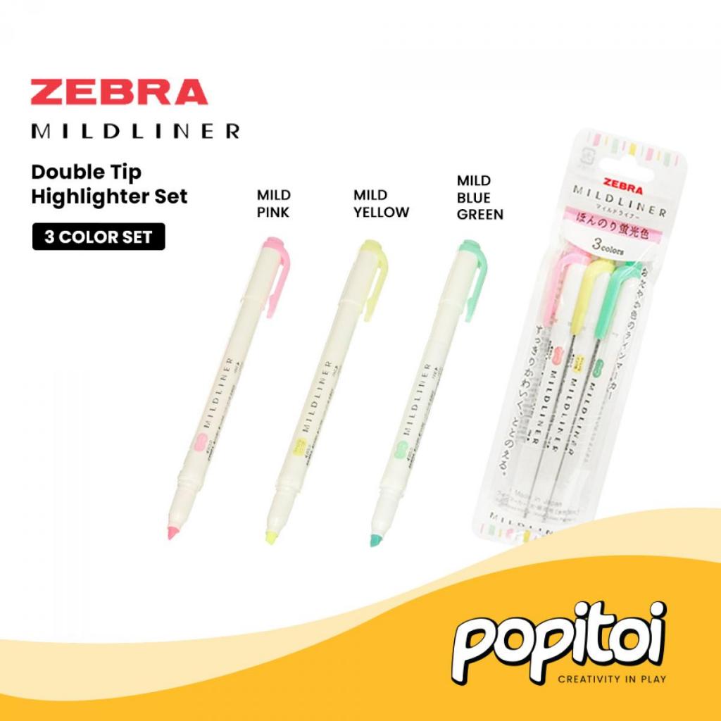 Zebra Mildliner SET Double Tip Highlighter Midliner Fragrance Pastel Marker  Stab*lo Penanda