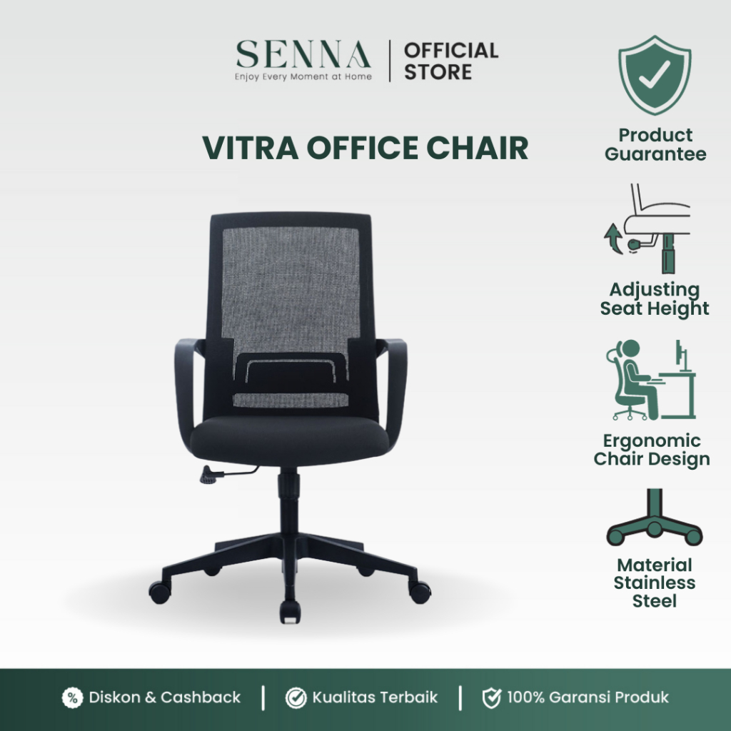 Jual VITRA Kursi Kerja Meja Kantor Ergonomis Hidrolik Putar Shopee Indonesia
